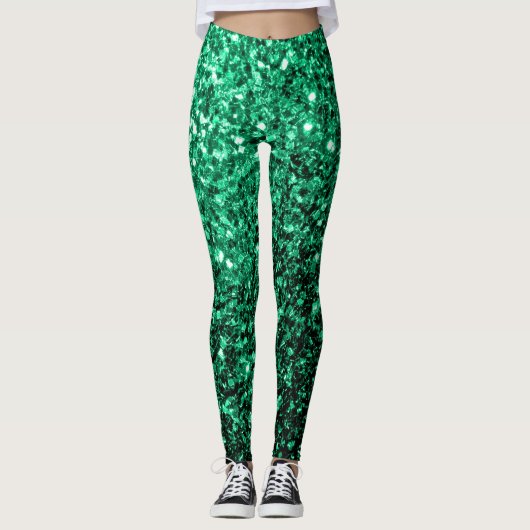 Emerald Green faux glitter Leggings (Voorkant)