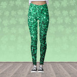 Emerald Green faux glitter Leggings<br><div class="desc">Cool,  leuk,  elegant en uniek in de hele wereld,  in de vorm van een compacte leggings,  een cadeauidee voor haar. Mooie,  glamoureuze Smaragd groene glanzende glitter sparkles. Foto van Groen is niet echt glitter!</div>