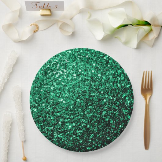 Emerald Green faux glitter Papieren Bordje (Huwelijk)