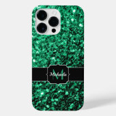 Emerald Green faux glitter sparkles Monogram iPhone Hoesje (Achterkant)