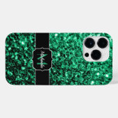 Emerald Green faux glitter sparkles Monogram iPhone Hoesje (Achterkant horizontaal)