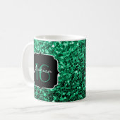 Emerald Green faux glitter sparkles Sweet 16 Koffiemok (Voorkant links)