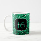 Emerald Green faux glitter sparkles Sweet 16 Koffiemok (Links)
