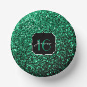 Emerald Green faux glitter sparkles Sweet 16 Papieren Kommen (Voorkant)