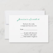 Emerald Green faux glitter sparkles Sweet 16 RSVP Kaartje (Achterkant)