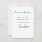 Emerald Green faux glitter sparkles Sweet 16 RSVP Kaartje (Achterkant)