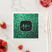 Emerald Green faux glitter sparkles Sweet 16 Servetten (Insitu)