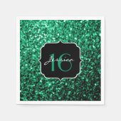 Emerald Green faux glitter sparkles Sweet 16 Servetten (Voorkant)