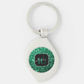 Emerald Green faux glitter sparkles Sweet 16 Sleutelhanger (Voorkant)