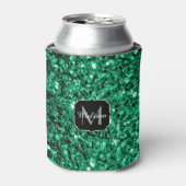 Emerald Green faux glitter sparter Monogram Blikjeskoeler (Blikje Voorkant)