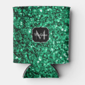 Emerald Green faux glitter sparter Monogram Blikjeskoeler (Voorkant)