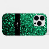 Emerald Green faux glitter sparter Monogram Case-Mate iPhone Case (Achterkant (horizontaal))