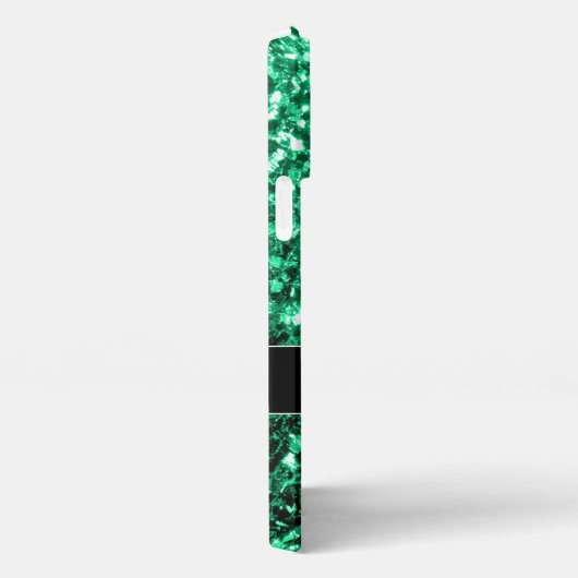 Emerald Green faux glitter sparter Monogram iPhone Hoesje (Rechterkant)