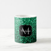Emerald Green faux glitter sparter Monogram Koffiemok (Center)