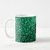 Emerald Green faux glitter sparter Monogram Koffiemok (Links)