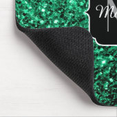 Emerald Green faux glitter sparter Monogram Muismat (Hoek)
