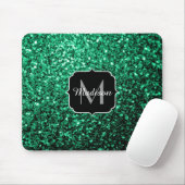 Emerald Green faux glitter sparter Monogram Muismat (Met muis)