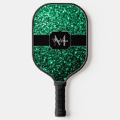 Emerald Green faux glitter sparter Monogram Pickleball Paddle (Voorkant)