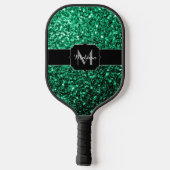 Emerald Green faux glitter sparter Monogram Pickleball Paddle (Achterkant)