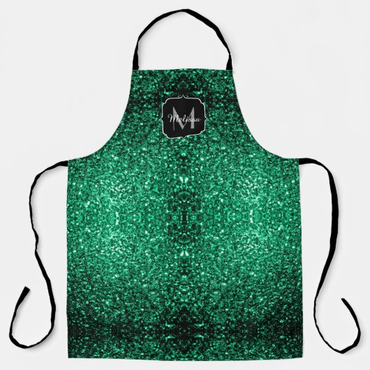 Emerald Green faux glitter sparter Monogram Schort (Voorkant)