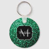 Emerald Green faux glitter sparter Monogram Sleutelhanger (Achterkant)