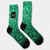 Emerald Green faux glitter sparter Monogram Sokken (Rechts)