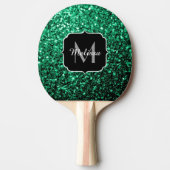 Emerald Green faux glitter sparter Monogram Tafeltennisbatje (Voorkant)