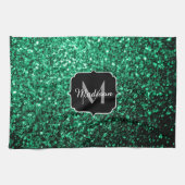 Emerald Green faux glitter sparter Monogram Theedoek (Horizontaal)