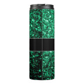 Emerald Green faux glitter sparter Monogram Thermosbeker (Achterkant)