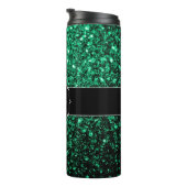 Emerald Green faux glitter sparter Monogram Thermosbeker (Geroteerd rechts)