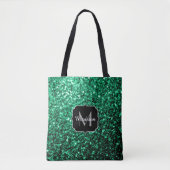 Emerald Green faux glitter sparter Monogram Tote Bag (Voorkant)