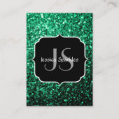Emerald Green faux glitter sparter Monogram Visitekaartje (Achterkant)