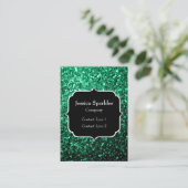 Emerald Green faux glitter sparter Monogram Visitekaartje (Staand voorkant)