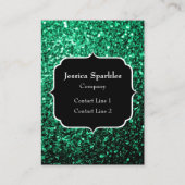 Emerald Green faux glitter sparter Monogram Visitekaartje (Voorkant)