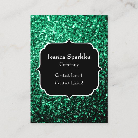Emerald Green faux glitter sparter Monogram Visitekaartje (Voorkant)