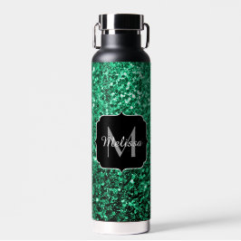 Emerald Green faux glitter sparter Monogram Waterfles