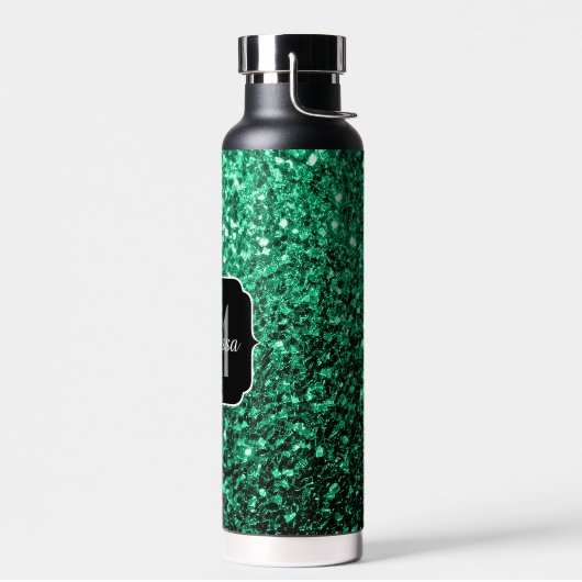 Emerald Green faux glitter sparter Monogram Waterfles (Links)