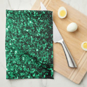 Emerald Green faux glitter Theedoek (Quarter Fold)