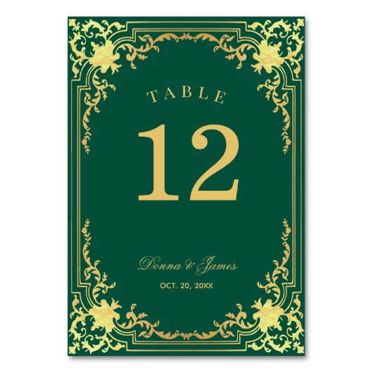  Emerald Green Faux Gold Elegant Huwelijk Kaart (Voorkant)