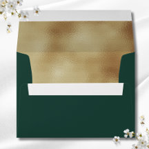 Emerald Green Faux Gold Folie Formal 5x7 Envelope