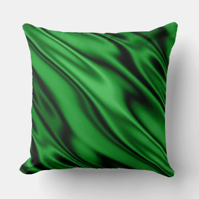 Emerald Green Faux Satin Diagonal Dverkrachting Kussen (Voorkant)