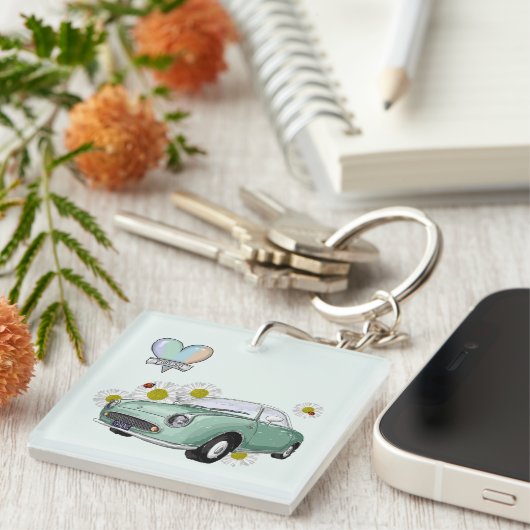 Emerald Green Figaro key chain Sleutelhanger (Voorkant Rechts)