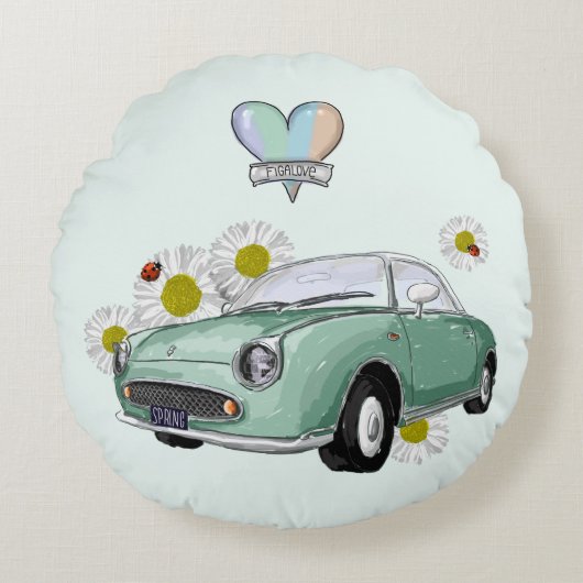 Emerald Green Figaro round pillow Rond Kussen (Voorkant)