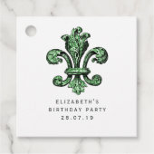 Emerald Green Fleur de Lis Bedankjes Labels (Voorkant)