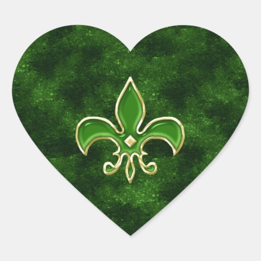 Emerald Green Fleur de Lis Heart Sticker Sheets (Voorkant)