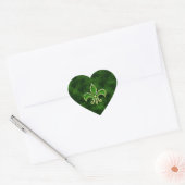 Emerald Green Fleur de Lis Heart Sticker Sheets (Envelop)