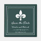 Emerald Green Fleur de Lis Save the Date Magnet (Voorkant)