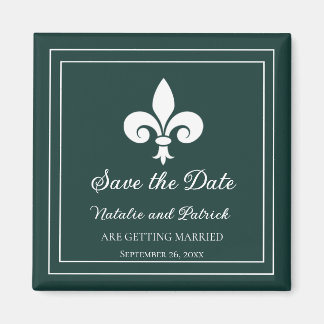 Emerald Green Fleur de Lis Save the Date Magnet