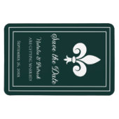 Emerald Green Fleur de Lis Save the Date Magnet Magneet (Horizontaal)