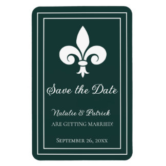 Emerald Green Fleur de Lis Save the Date Magnet Magneet